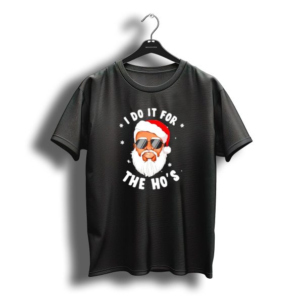 I Do It For The Hos African American Santa Christmas Black T Shirt t shirt 1