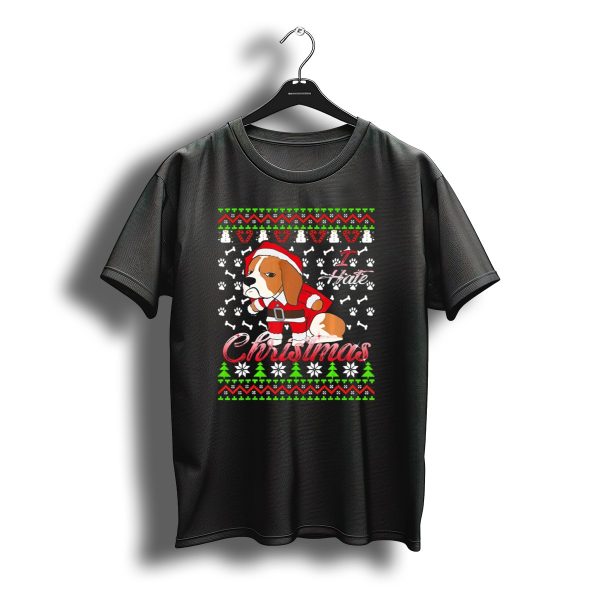 I Hate Christmas Beagle Santa Ugly T Shirt t shirt 1