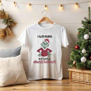 I Hate People But I Love My Arkansas Razorbacks Grinch Christmas T-Shirt
