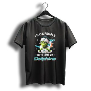 I Hate People But I Love My Dolphins Grinch Christmas Miami T-Shirt