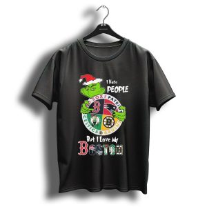 I Hate People But I Love My Sox Patriots Celtics Bruins Boston Christmas T-Shirt