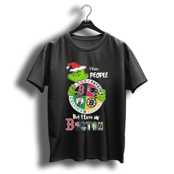 I Hate People But I Love My Sox Patriots Celtics Bruins Boston Christmas T Shirt 1 t shirt 1