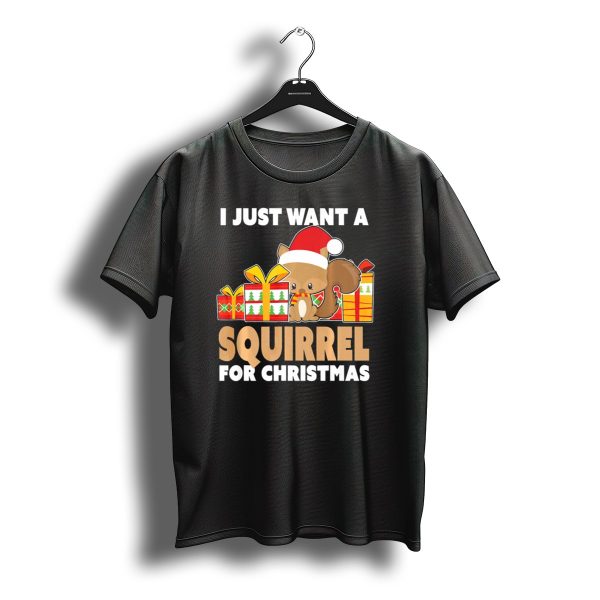 I Just Want A Squirrel For Christmas Santa Hat Gift Boxes T Shirt t shirt 1
