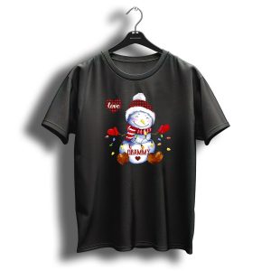 I Love Being A Grammy Snowman With Christmas Lights And Hearts T-Shirt