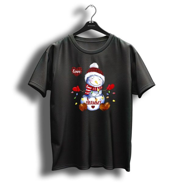 I Love Being A Grammy Snowman With Christmas Lights And Hearts T Shirt 1 t shirt 1