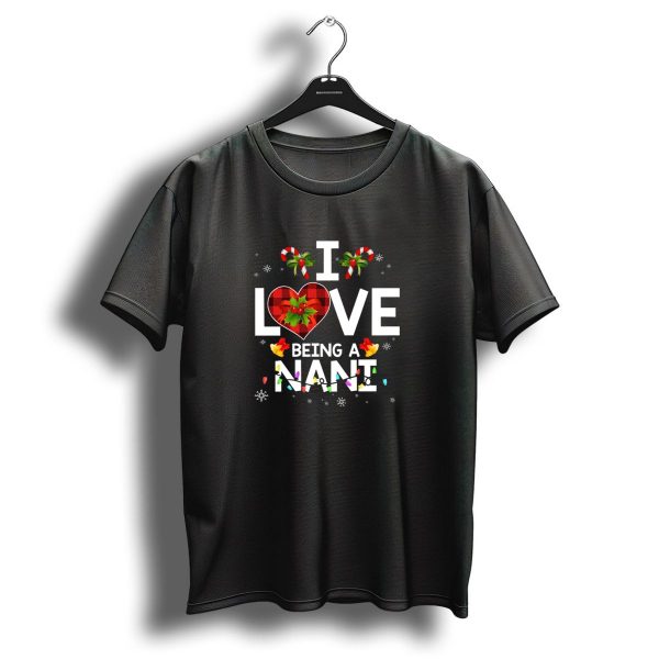 I Love Being A Nani Christmas Candy Cane Snowflakes Lights T Shirt 1 t shirt 1