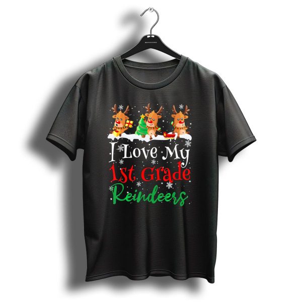 I Love My 1St Grade Reindeers Snowflakes Christmas Tree T Shirt 1 t shirt 1