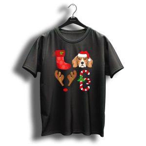 I Love My Beagle Christmas Holiday Festive Dog Santa Hat Candy Cane Stocking Antlers T-Shirt