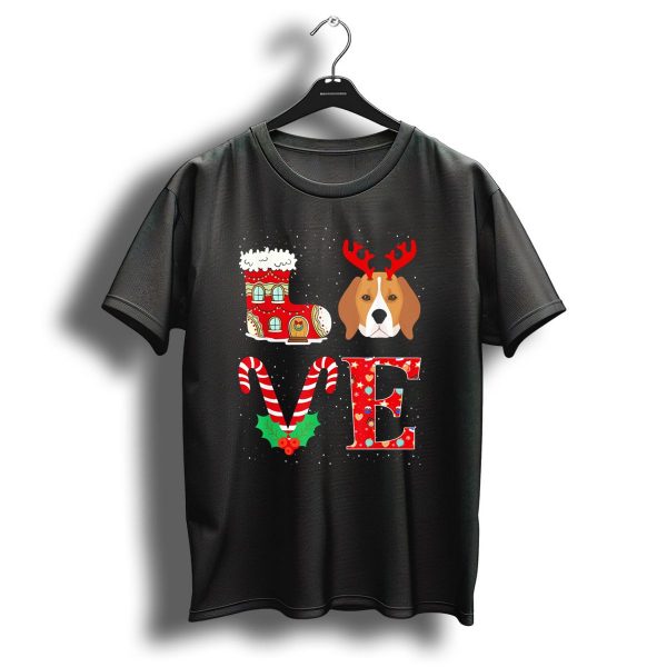 I Love My Beagle Reindeer Horns Christmas Boot Candy Cane Holly T Shirt 1 t shirt 1