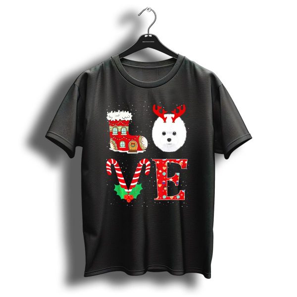 I Love My Bichon Frise Reindeer Horns Christmas Candy Cane Boot T Shirt 1 t shirt 1