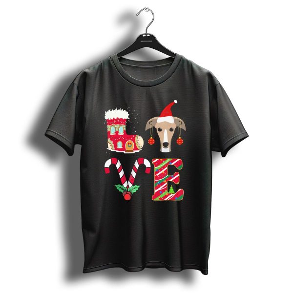 I Love My Greyhound Christmas Love Gingerbread Stocking Santa Hat Candy Cane Ornaments T Shirt 1 t shirt 1