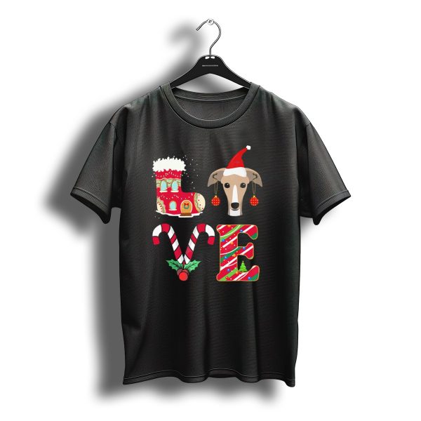 I Love My Greyhound Christmas Love Gingerbread Stocking Santa Hat Candy Cane T Shirt t shirt 1