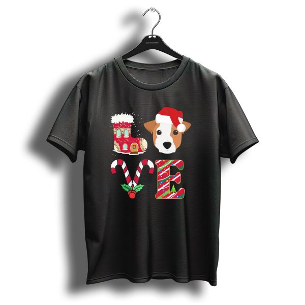 I Love My Jack Russell Terrier Christmas Holiday Santa Hat Candy Cane Gingerbread Boot T Shirt 1 t shirt 1