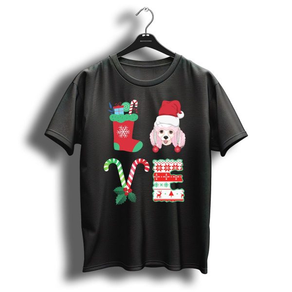 I Love My Poodle Christmas Stocking Candy Cane Hat T Shirt 1 t shirt 1