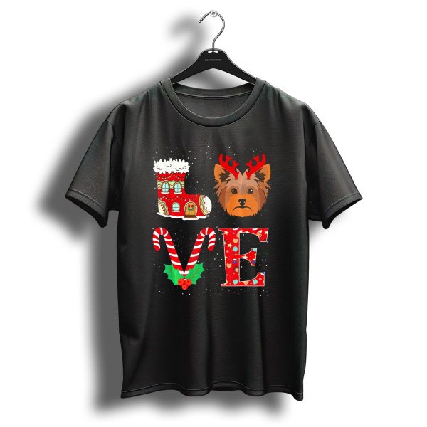 I Love My Yorkshire Terrier Reindeer Holiday Christmas Boot Candy Cane Holly T Shirt 1 t shirt 1