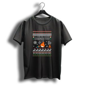 I Love To Teach Chemistry Christmas Science Icons Reindeer T-Shirt