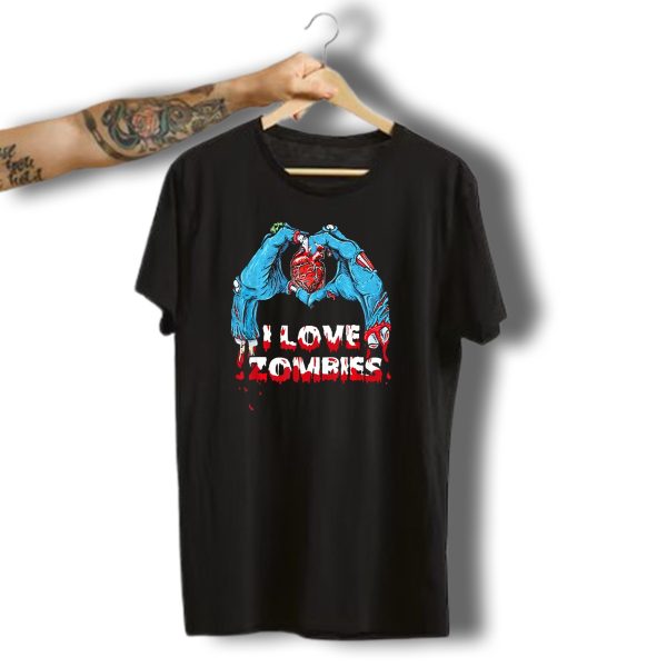 I Love Zombies Halloween Horror Funny Zo Creepy Hands And Heart T Shirt t shirt 1