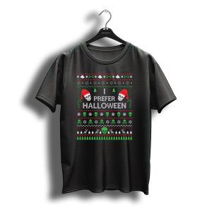 I Prefer Halloween Best Skull Santa Ugly Christmas T-Shirt