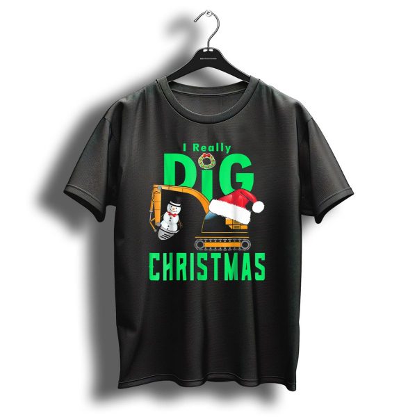 I Really Dig Christmas Snowman Santa Hat Excavator T Shirt 1 t shirt 1