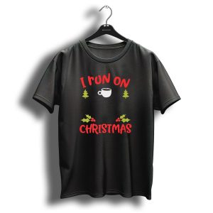 I Run On Coffee And Christmas Cheer With Festive Holiday Icons T Shirt