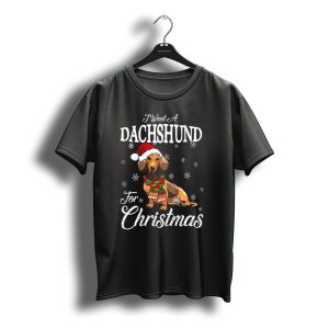 I Want A Dachshund Wearing Santa Hat And Scarf For Christmas Snowflakes T-Shirt