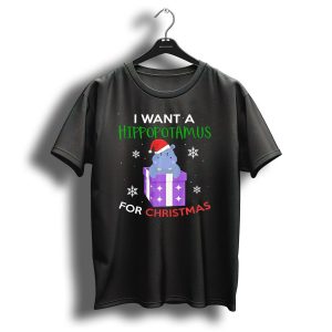 I Want A Hippopotamus For Christmas Funny Hippo In Present Box T-Shirt