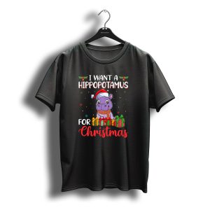 I Want A Hippopotamus For Christmas Santa Hat Present Boxes T-Shirt