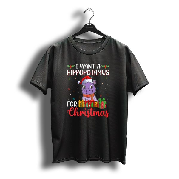 I Want A Hippopotamus For Christmas Santa Hat Present Boxes T Shirt t shirt 1