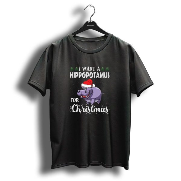 I Want A Hippopotamus For Christmas Santa Hat Xmas Hippo T Shirt 1 t shirt 1