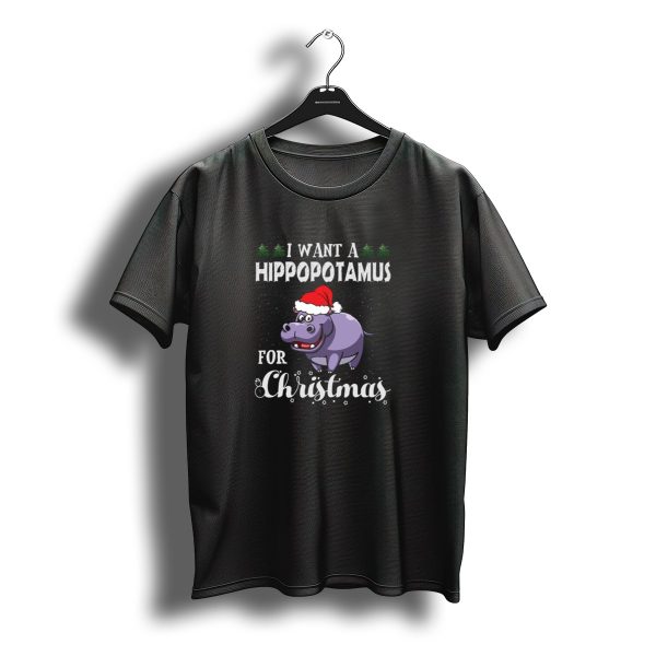 I Want A Hippopotamus For Christmas Santa Hat Xmas Hippo T Shirt t shirt 1