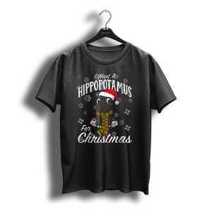 I Want A Hippopotamus For Christmas Snowflakes Santa Hat Scarf T-Shirt