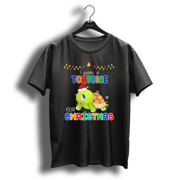 I Want A Tortoise For Christmas Snowflakes Santa Hat Holiday Lights T Shirt 1 t shirt 1
