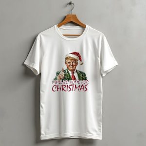 I Will Be Home For Christmas Santa Hat Thumbs Up T Shirt