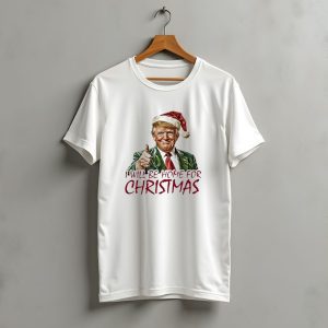 I Will Be Home For Christmas Santa Hat Thumbs Up T-Shirt