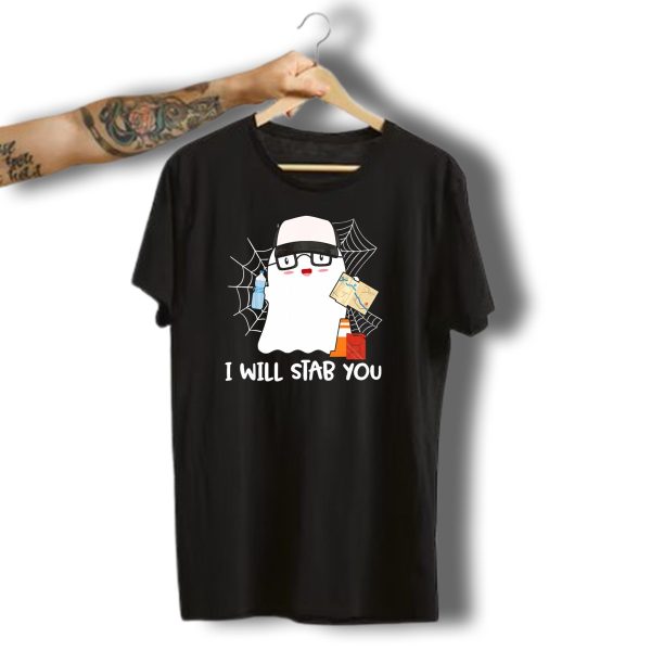 I Will Stab You Ghost Trucker Halloween Map Hat Water Bottle Cone T Shirt t shirt 1