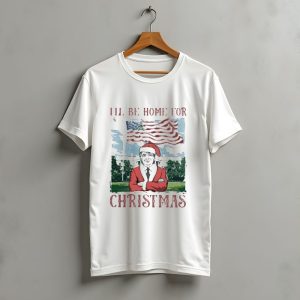 I'Ll Be Home For Christmas American Flag White House Santa Suit T-Shirt