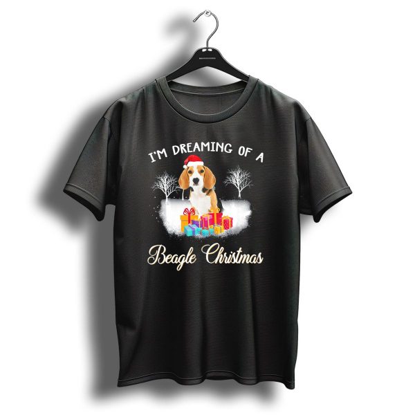 IM Dreaming Of A Beagle Christmas With Santa Hat And Presents T Shirt 1 t shirt 1