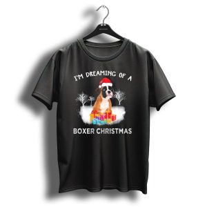 I'm Dreaming Of A Boxer Christmas Dog With Santa Hat And Gifts T-Shirt