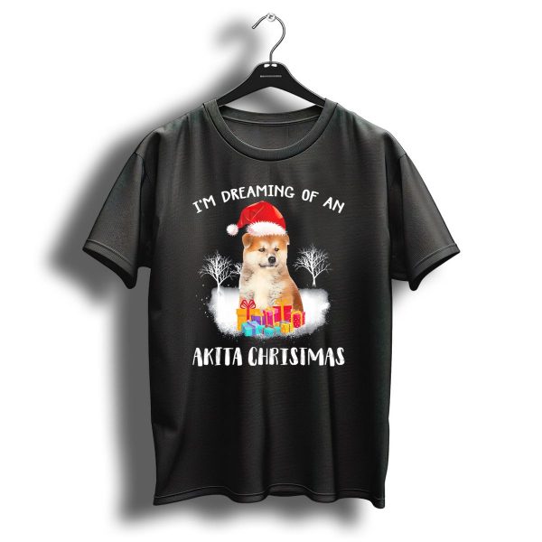 IM Dreaming Of An Akita Christmas Santa Hat And Gift Boxes Winter Wonderland T Shirt 1 t shirt 1