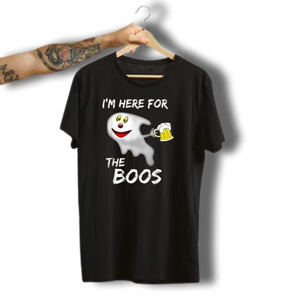 IM Here For The Boos Ghost Holding Beer Mug Halloween T Shirt t shirt 1