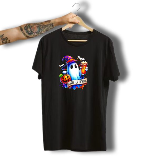 IM Here For The Boos Ghost With Pumpkin And Beer Halloween T Shirt t shirt 1