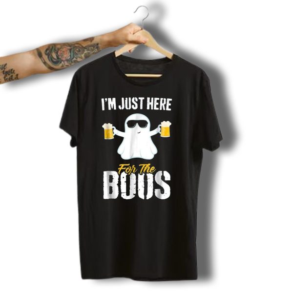IM Just Here For The Boos Funny Ghost With Beer Halloween T Shirt t shirt 1 1