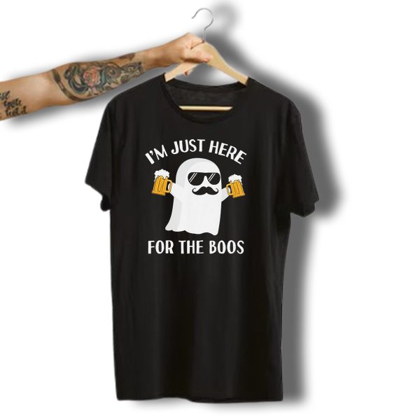 IM Just Here For The Boos Funny Halloween Party Ghost Beer T Shirt t shirt 1 1