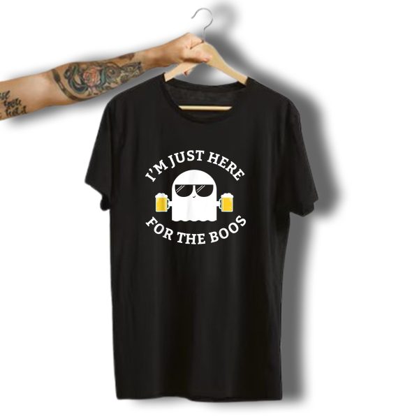 IM Just Here For The Boos Ghost With Beer Glasses Funny Halloween T Shirt t shirt 1 1