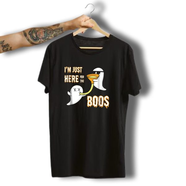 IM Just Here For The Boos Ghosts Drinking Funnel Halloween T Shirt t shirt 1