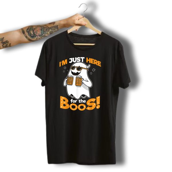 IM Just Here For The Boos Halloween Ghost Funny Beer Costume Idea T Shirt t shirt 1 1