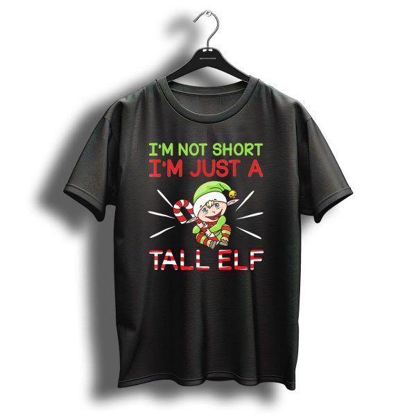 IM Not Short IM Just A Tall Elf Candy Cane Christmas Pajamas T Shirt 1 t shirt 1