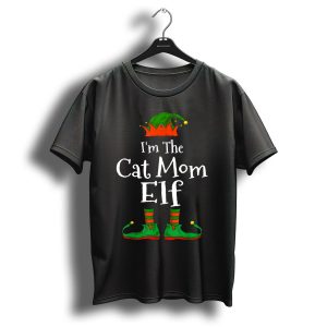 I'm The Cat Mom Elf Family Christmas Matching Pajama Holiday Hat Boots T-Shirt