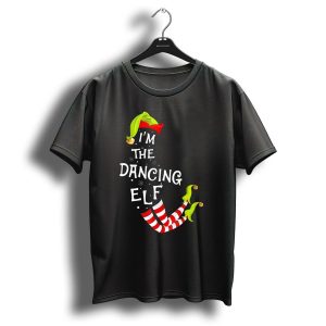 I'm The Dancing Elf Christmas Striped Stockings And Festive Hat T-Shirt
