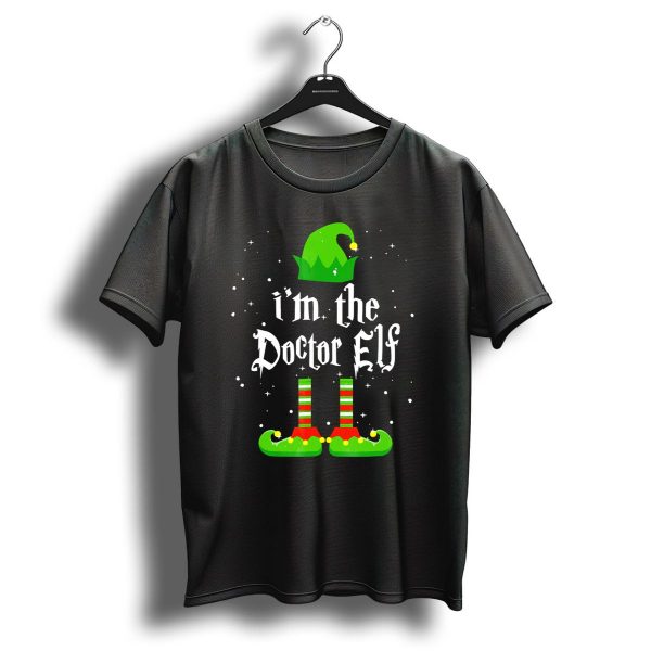 IM The Doctor Elf Christmas Costume With Green Hat And Striped Socks T Shirt 1 t shirt 1